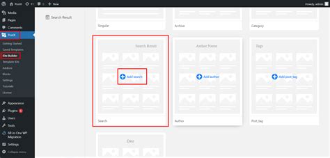wordpress search page template